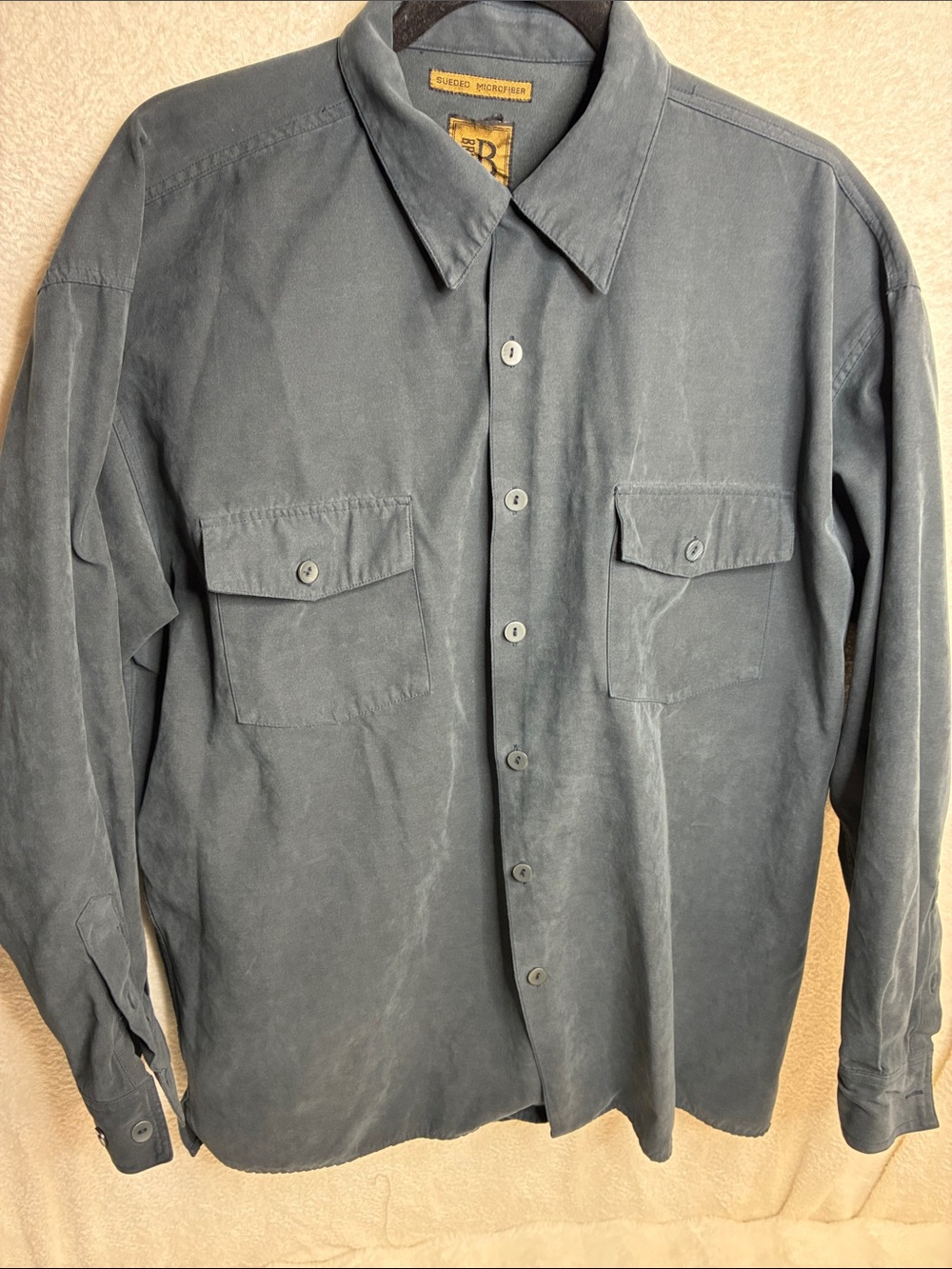 Suede Button-Up Shirt Jacket in Slate Gray